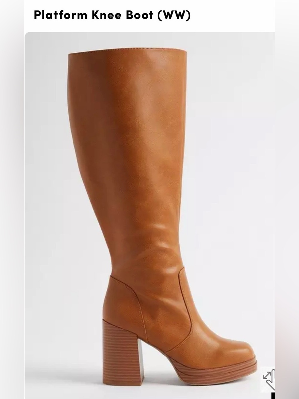Platform Knee Boot in Cognac Brown - Women's Widw Calf Heeled Boot